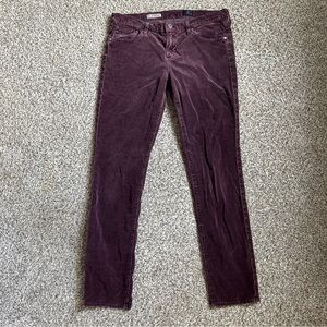 Ag Adriano Goldschmied Purple Corduroy Low Rise Slim Straight The Stevie Casual
